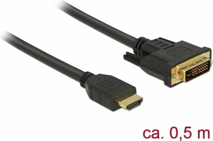Kabllo HDMI në DVI DeLOCK 85651, 0.5m, gold plated, e zezë