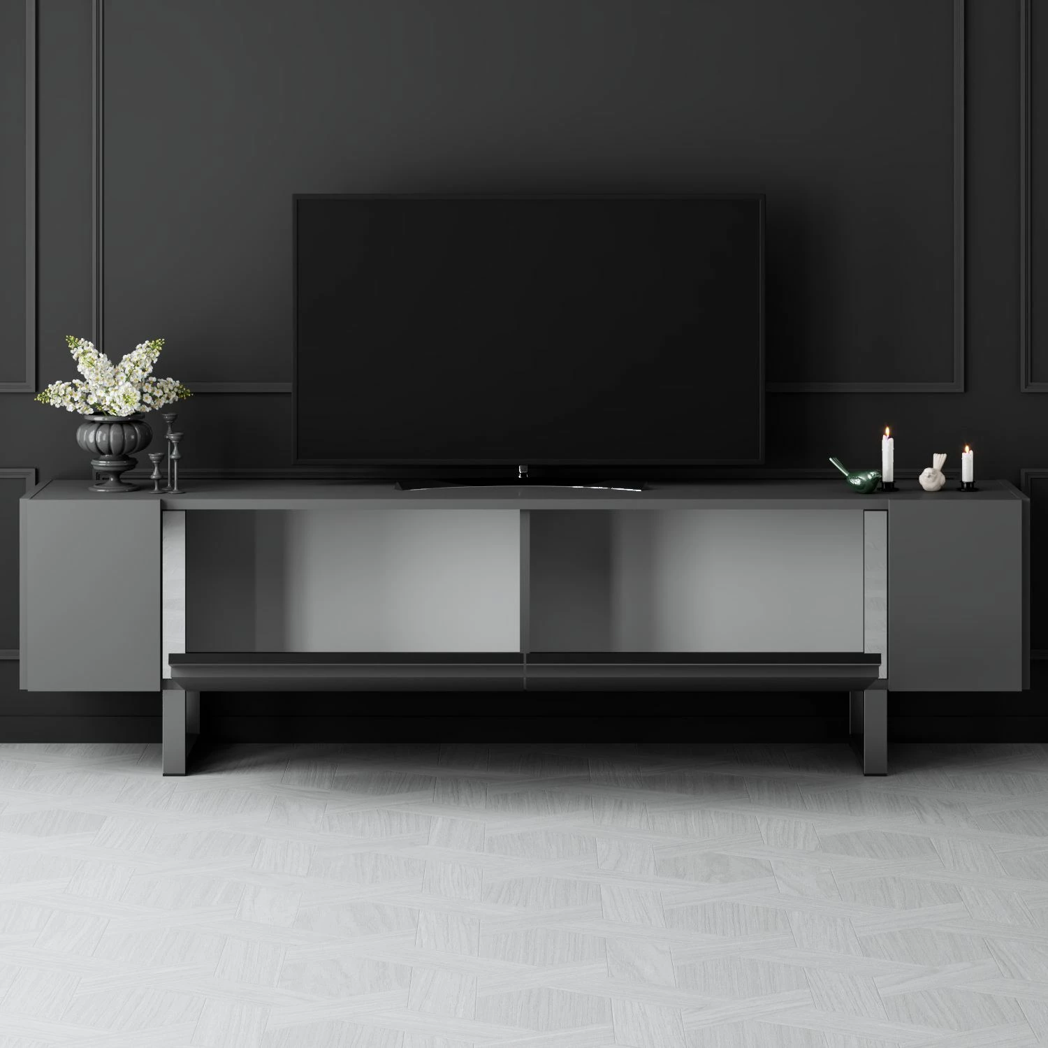 Komodë TV Hanah Home, Yildiz, antracit, argjend
