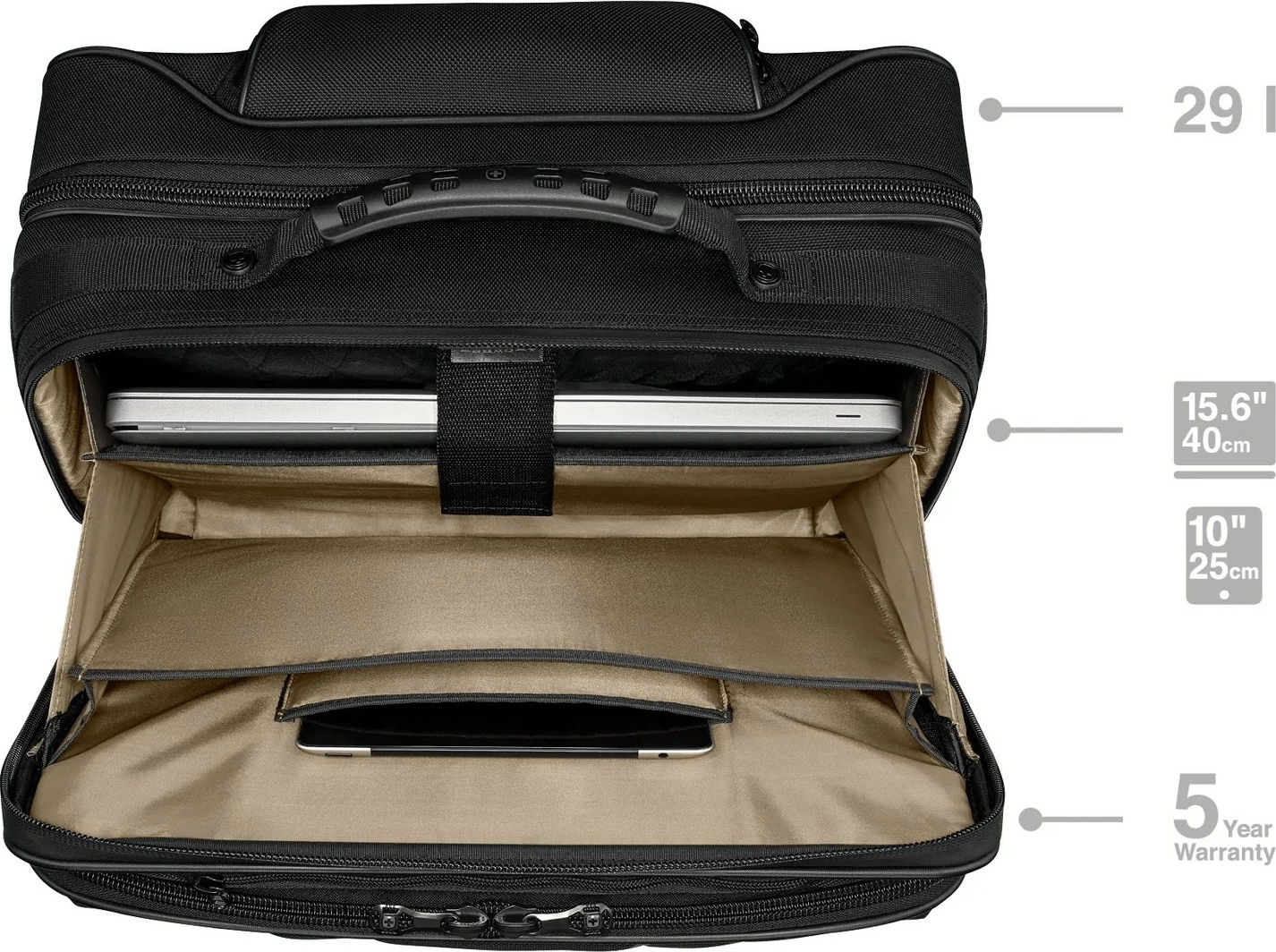 Çantë laptopi Wenger Legacy Black Series 15.6 inç me rrota, e zezë