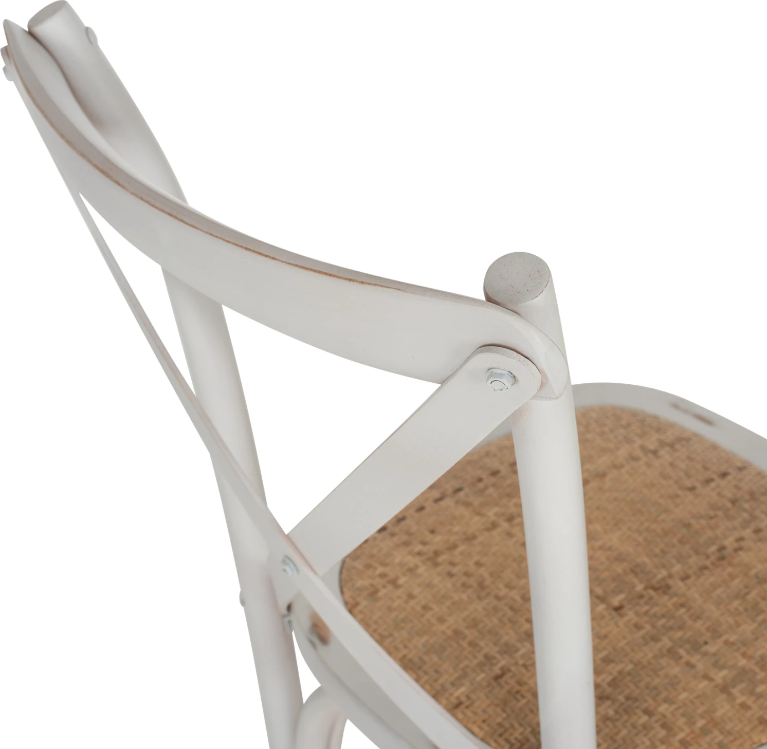 Karrige Owen e grumbullueshme prej druri ahu, ngjyrë e bardhë e larë, me shpinë të kryqëzuar, FH8575.04, 45x55.5x90 cm