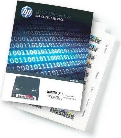 Set etiketash barkod për kaseta LTO-7 Ultrium RW, Hewlett Packard Enterprise (HPE) Q2014A, bardhë/zi