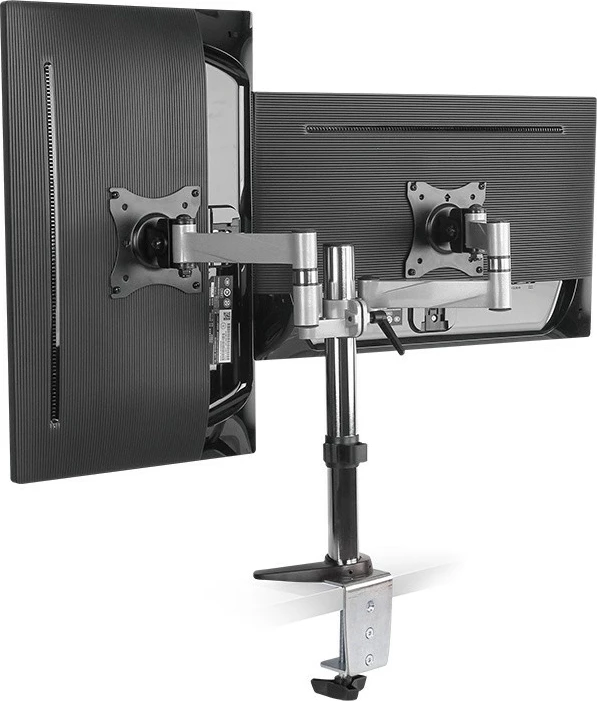 Mbajtës monitori LogiLink BP0077 për 2 monitorë, 13-27 inç, alumini, i zi/gri/argjendtë