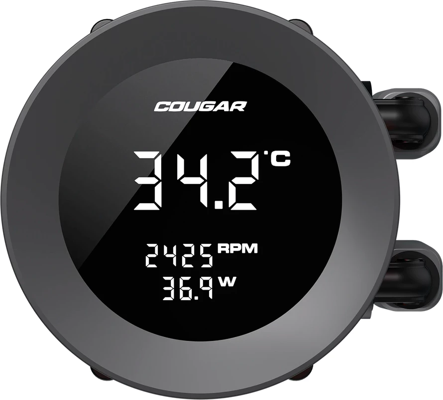 Ftohës lëngshëm AiO COUGAR Poseidon Vistek ARGB 360, 360mm radiator, LCD display, 3x120mm, i zi