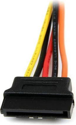 Kabl adaptor StarTech 6in Latching SATA Power Y Splitter, 1x SATA 15-pin M në 2x SATA 15-pin F, 15cm, zi/kuq/verdhë/portokalli