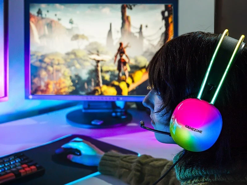 Kufje Tracer GameZone GZ X4, me mikrofon, me dritë RGB, me kabllo, multikolor