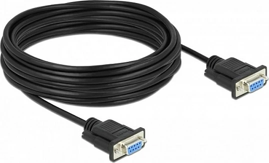 Kablë seriale DeLOCK RS-232 Null Modem DB-9 në DB-9, 10 m, CTS/RTS auto control, e zezë