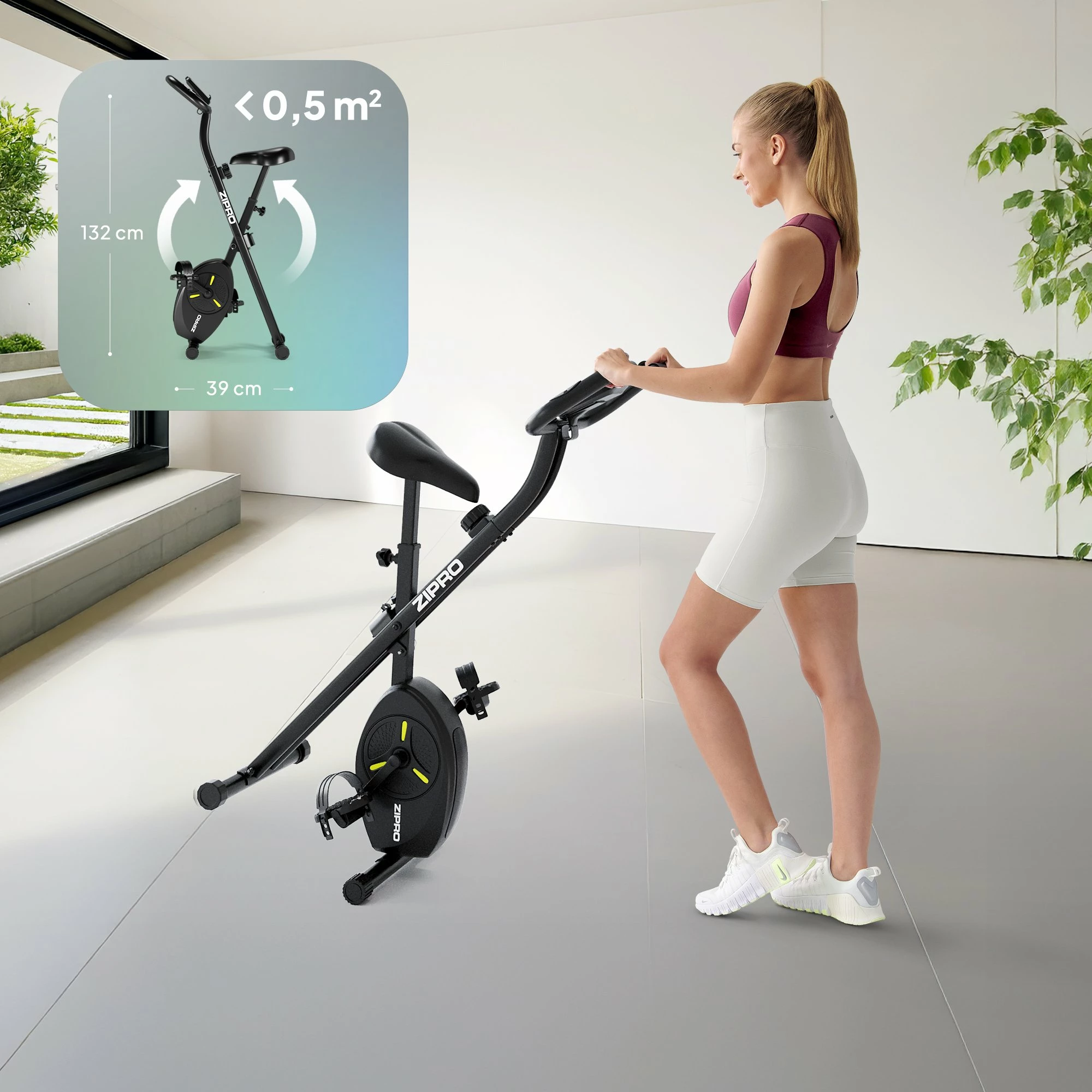 Bicikletë stacionare Zipro Eclipse X e palosshme vertikale, rezistencë magnetike 8 nivele, max 110 kg, e zezë