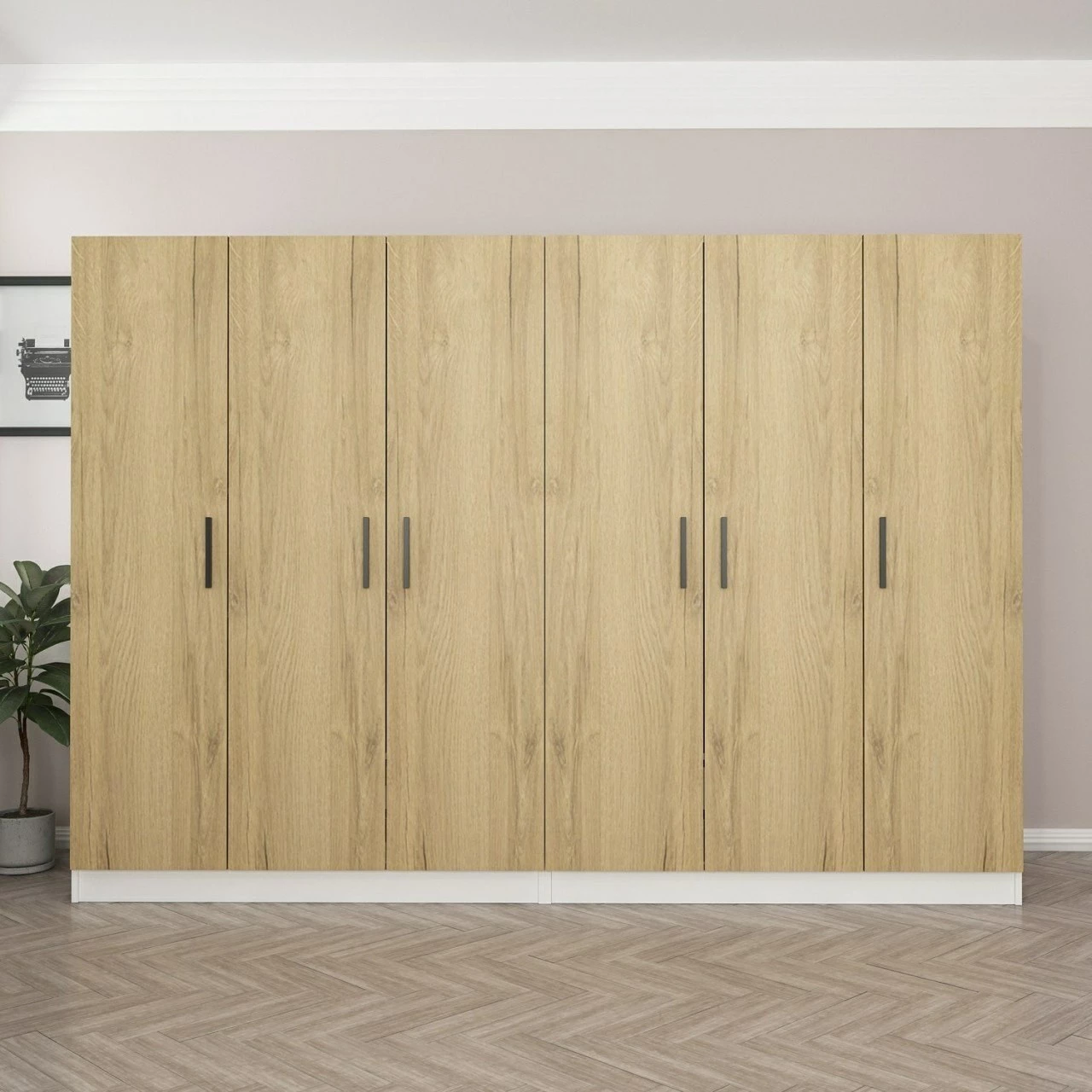 Dollap garderobe, ngjyrë arre, Skye Decor, 270x210x52cm, 8 pjesë