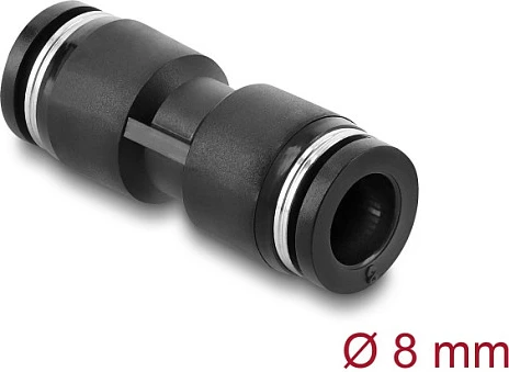Konektor pneumatik DeLOCK i drejtë 8 mm, filetë femër, 10 bar, i zi