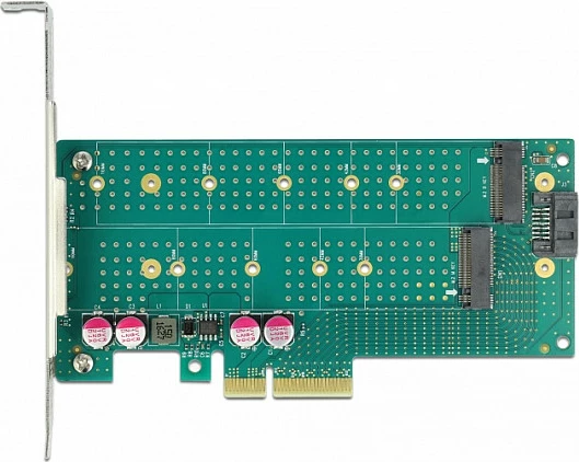 Kartelë zgjerimi PCIe DeLOCK, PCIe 4.0 x4, 1x M.2 Key B + 1x NVMe M.2 Key M, Low Profile