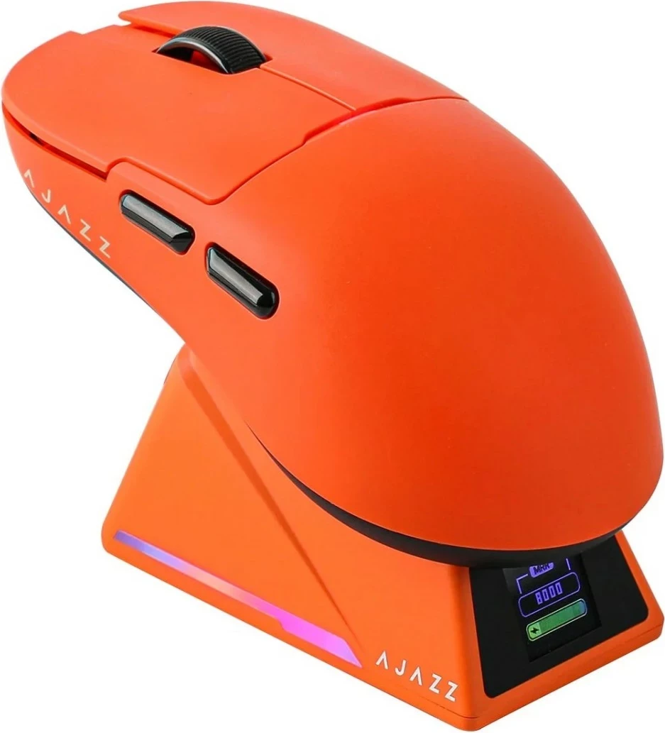 Maus Ajazz AJ159 APEX, wireless/USB-C, 8K polling, sensor PAW3950, me dock karikimi, portokalli