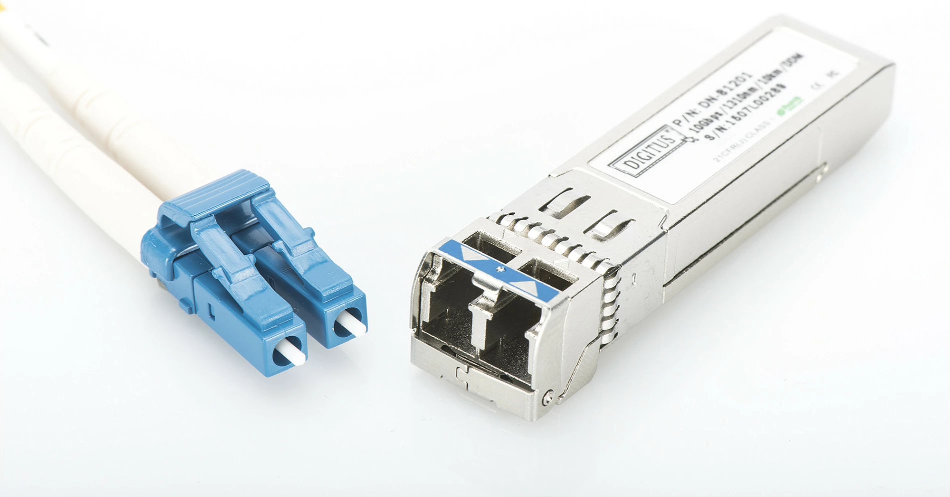 Modul transceiver SFP+ Digitus, 10G, SM 1310nm, 10km, LC, kompatibil me HP, argjendi