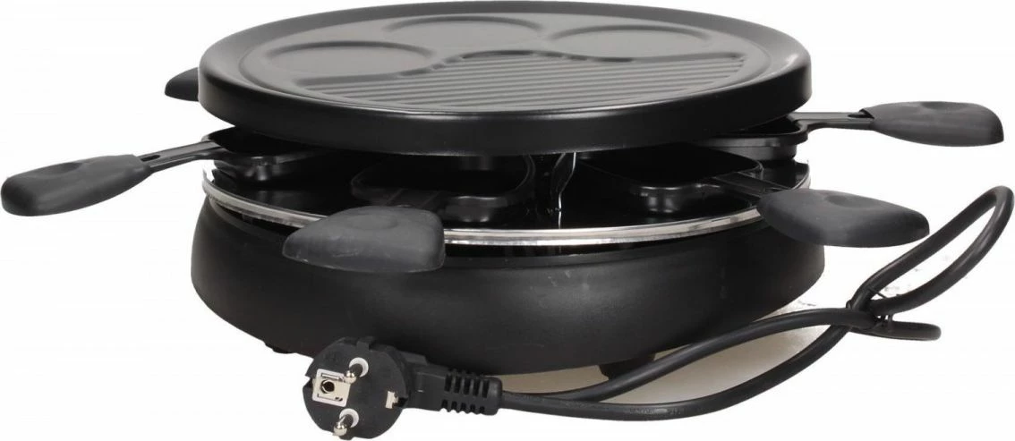 Grill elektrik Camry CR 6606 1200 W me pllakë të çmontueshme, non-stick, 6 tiganë raclette, e zezë