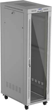 Kabinet rack LANBERG 19" 42U 600x1000, derë xhami, qëndrim, gri