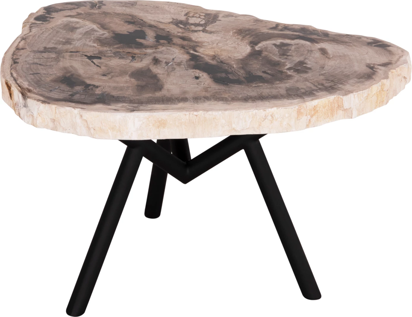 Tavolinë anësore SAMAN, këmbë metalike të zeza, sipërfaqe druri të fosilizuar, 70x55x40H cm