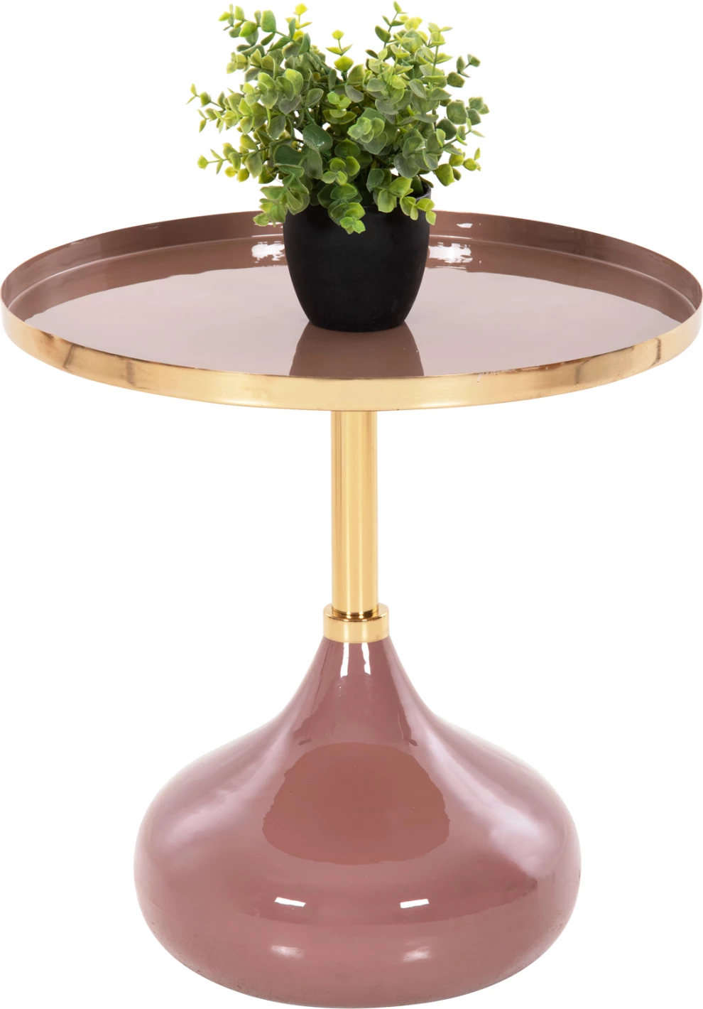 Tavolinë anësore rrethore UTRI FH4241.06 metalike, ngjyrë rozë-bezhë e ngrohtë, Φ46x46.5H cm