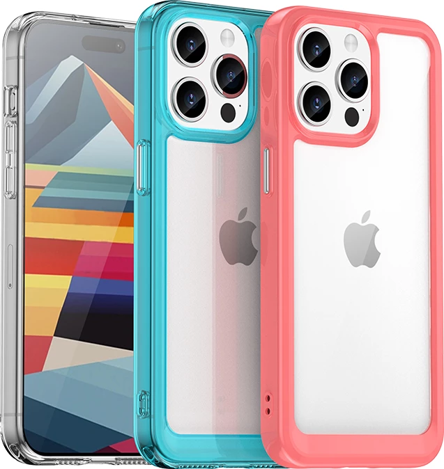 Mbështjellës Hurtel Outer Space Case për iPhone 15 Pro, i fortifikuar, i tejdukshëm me kornizë të zezë