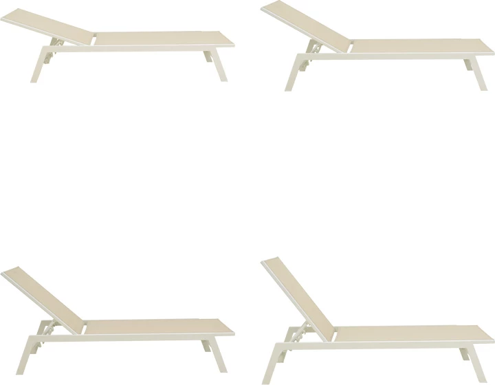 Shezlong alumini, tekstilene bezhë e bardhë, Boka, 60x192x31cm