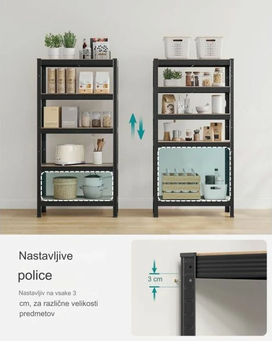 raft magazinimi SONGMICS GLR030B11 30 x 75 x 150 cm, 5 rafte, kapacitet 650 kg, industrial, Natural Brown