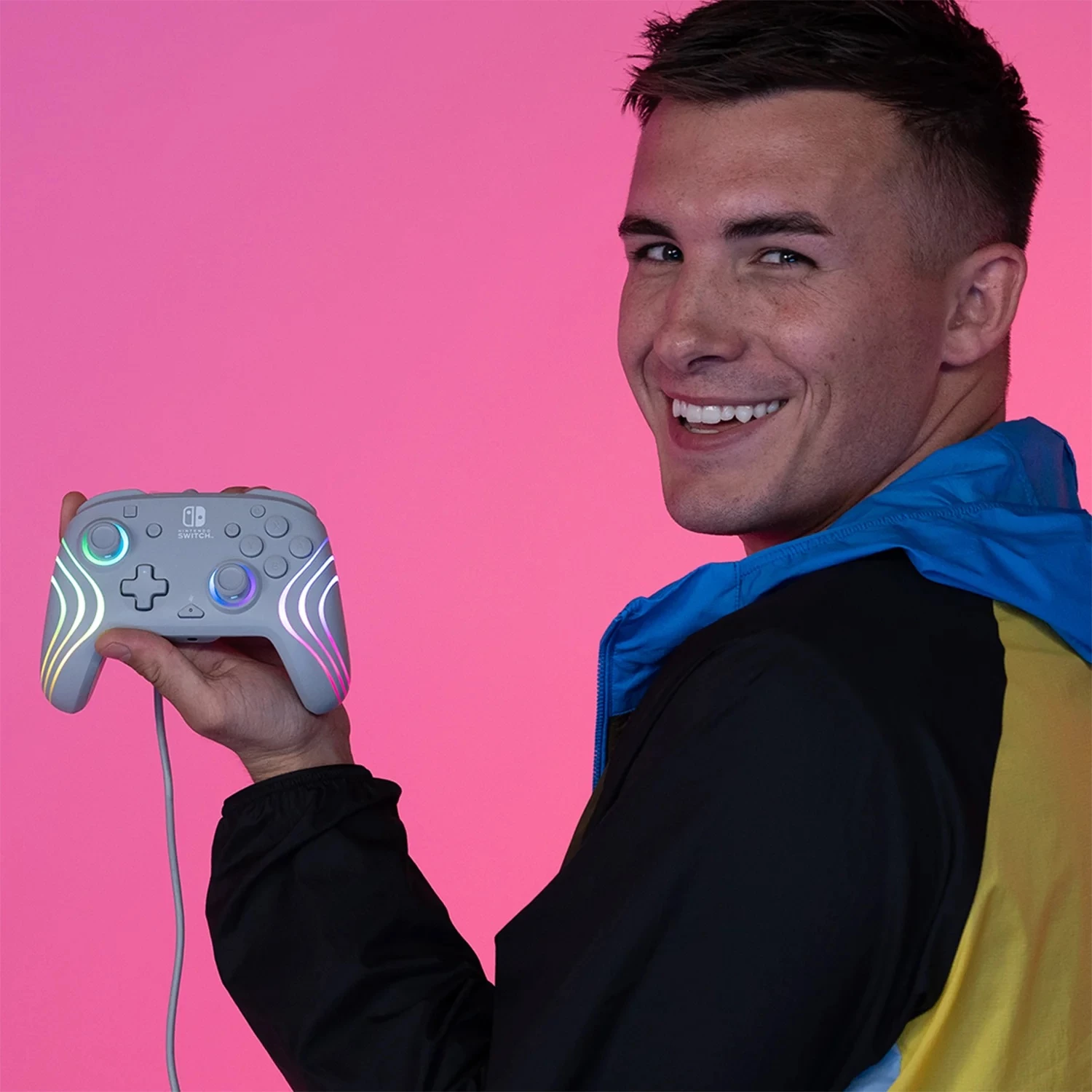 Kontrollor me kabllo PDP Afterglow Wave për Nintendo Switch/Switch OLED, gri