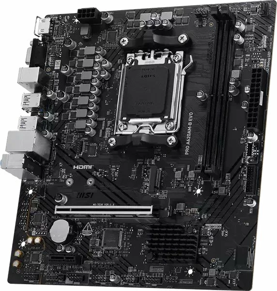 Pllakë amë MSI PRO A620AM-B, AM5, mATX, DDR5 deri 128GB, 2x DIMM, HDMI + VGA, 2.5GbE
