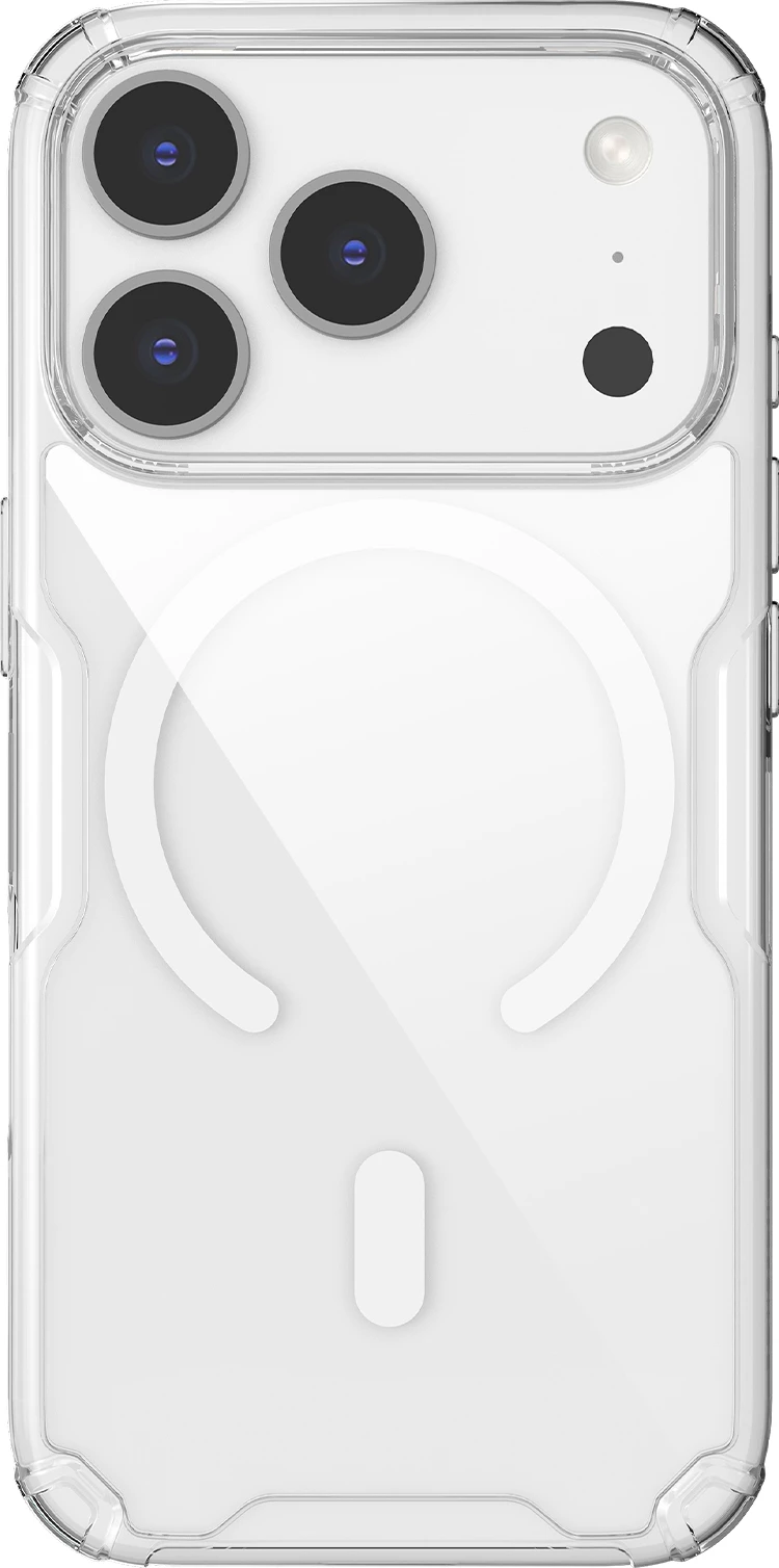 Mbështjellës Nillkin Nature TPU Pro MagSafe për iPhone 17 Pro, TPU+PC, qoshe me airbag, gjysmë-transparent, i bardhë