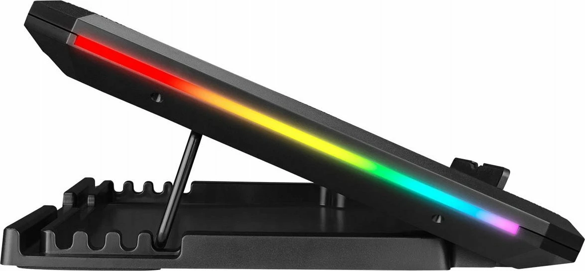 Mbajtës ftohës për laptop Rampage AD-RC12 GameZone, 2x120mm, RGB, 2x USB 2.0, 15-17\", i zi, me kabllo USB
