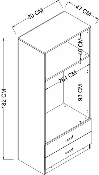 Dollap rrobash ngjyrë gri, Skye Decor, Yaman Luna 1600-043