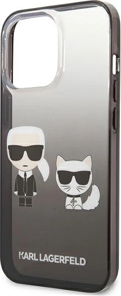 Mbështjellës Karl Lagerfeld KLHCP13LTGKCK për iPhone 13/13 Pro 6.1", Gradient Ikonik Karl & Choupette, i zi