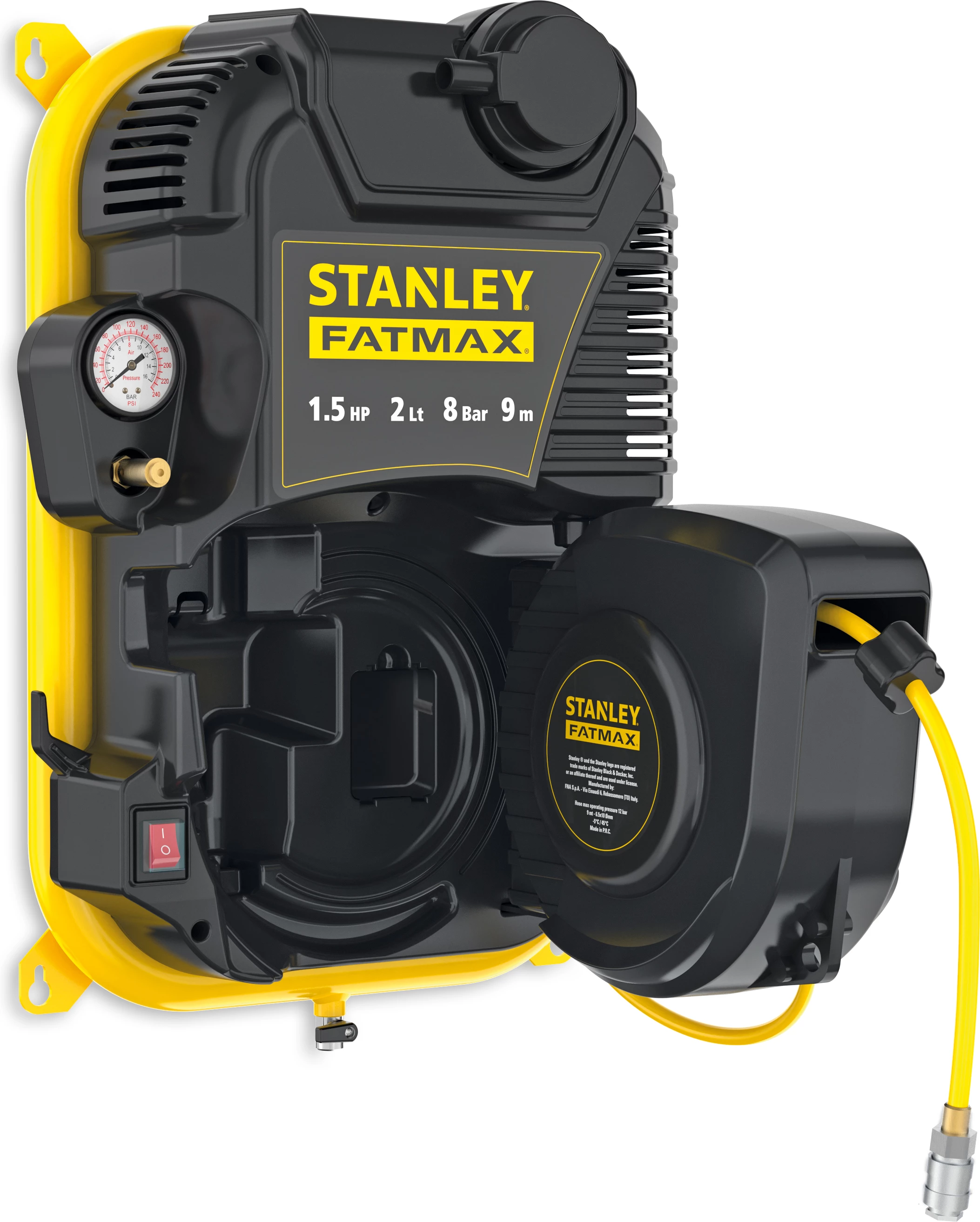 Kompresor ajri Stanley FMXCMD152WE 2L 1500W 8bar me zorrë 9m, e verdhë/zezë