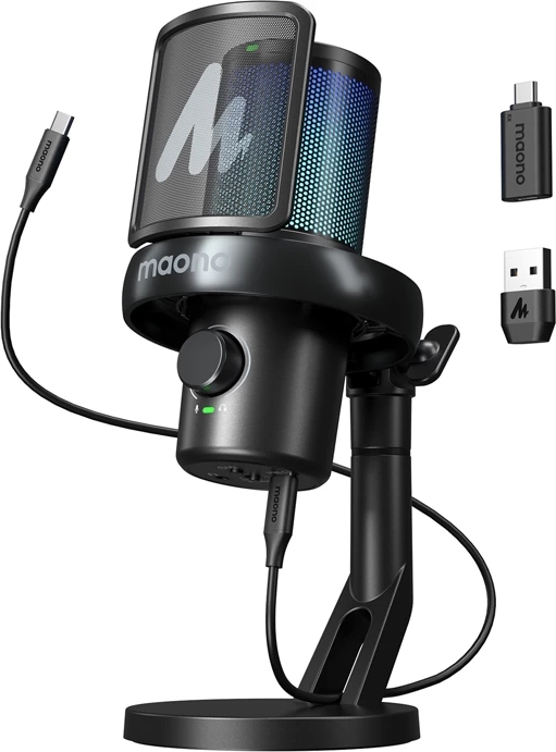 Mikrofon kondensator wireless Maono DM40 Pro, AI Voice Changer, RGB, i zi