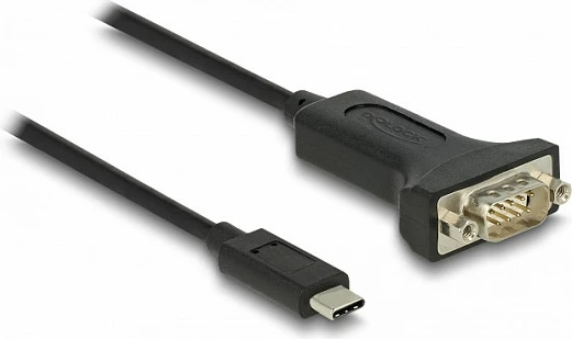 Adapter DeLOCK USB Type-C në Serial RS-232 DB9, 1 m, i zi