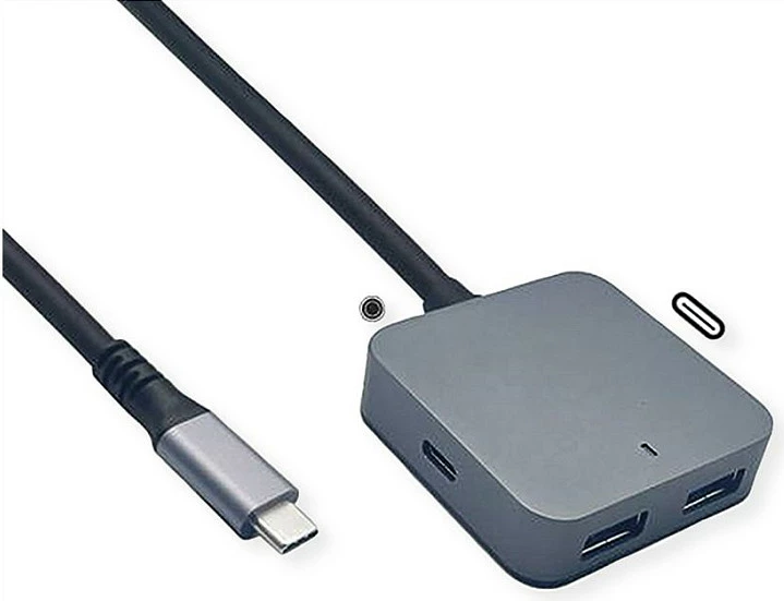 Hub USB VALUE 12.99.1126, 4 porta (2x USB-A + 2x USB-C), USB 3.2 Gen 2, kabëll 3 m, 10 Gbps, i zi