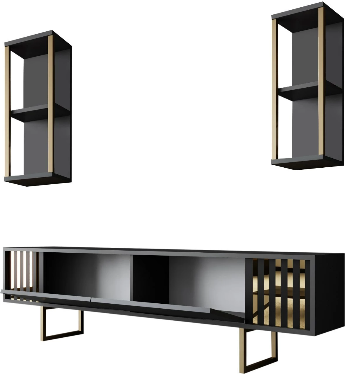 Set mobiljesh për dhomë dite, Skye Decor, linjë ari, anthracite, ari