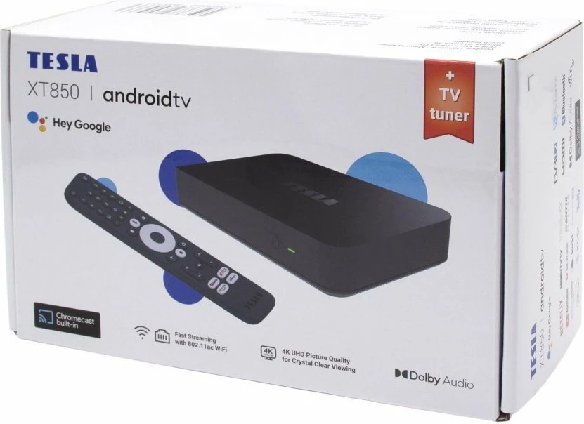 Boks multimedia Tesla MediaBox XT850 32GB/2GB Android TV 11 4K me DVB-T2, e zezë