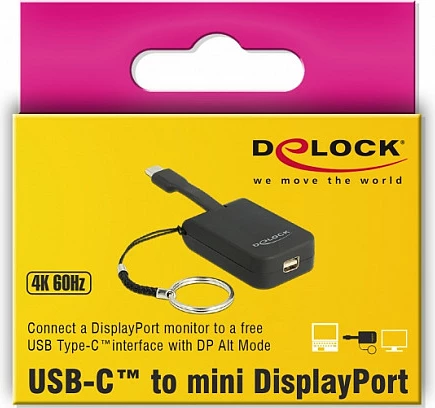 Adapter DeLOCK 63939 USB-C në mini DisplayPort, 0.03 m, 4K, i zi