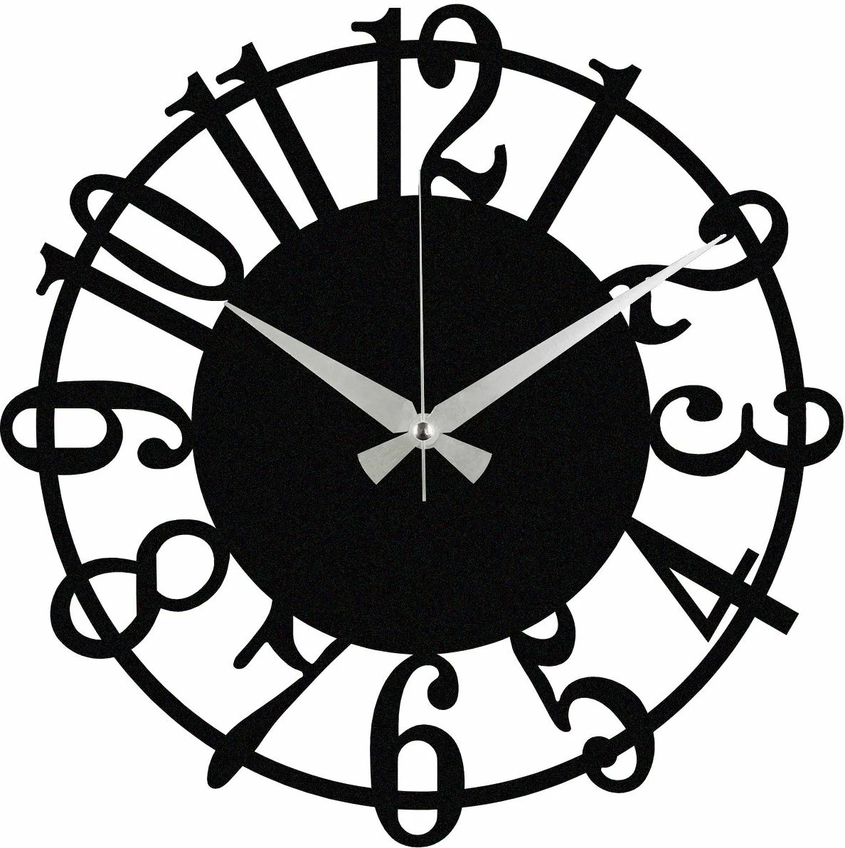 Orë muri dekorative prej metali, Wallity Enzoclock - S006, e zezë, 48x48cm