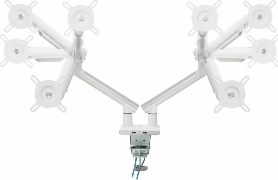 Mbajtëse monitori për tavolinë Art RAMM L-20GD, për 2 monitorë 17\"-32\", VESA 75x75/100x100, deri 9 kg, gas spring, e bardhë