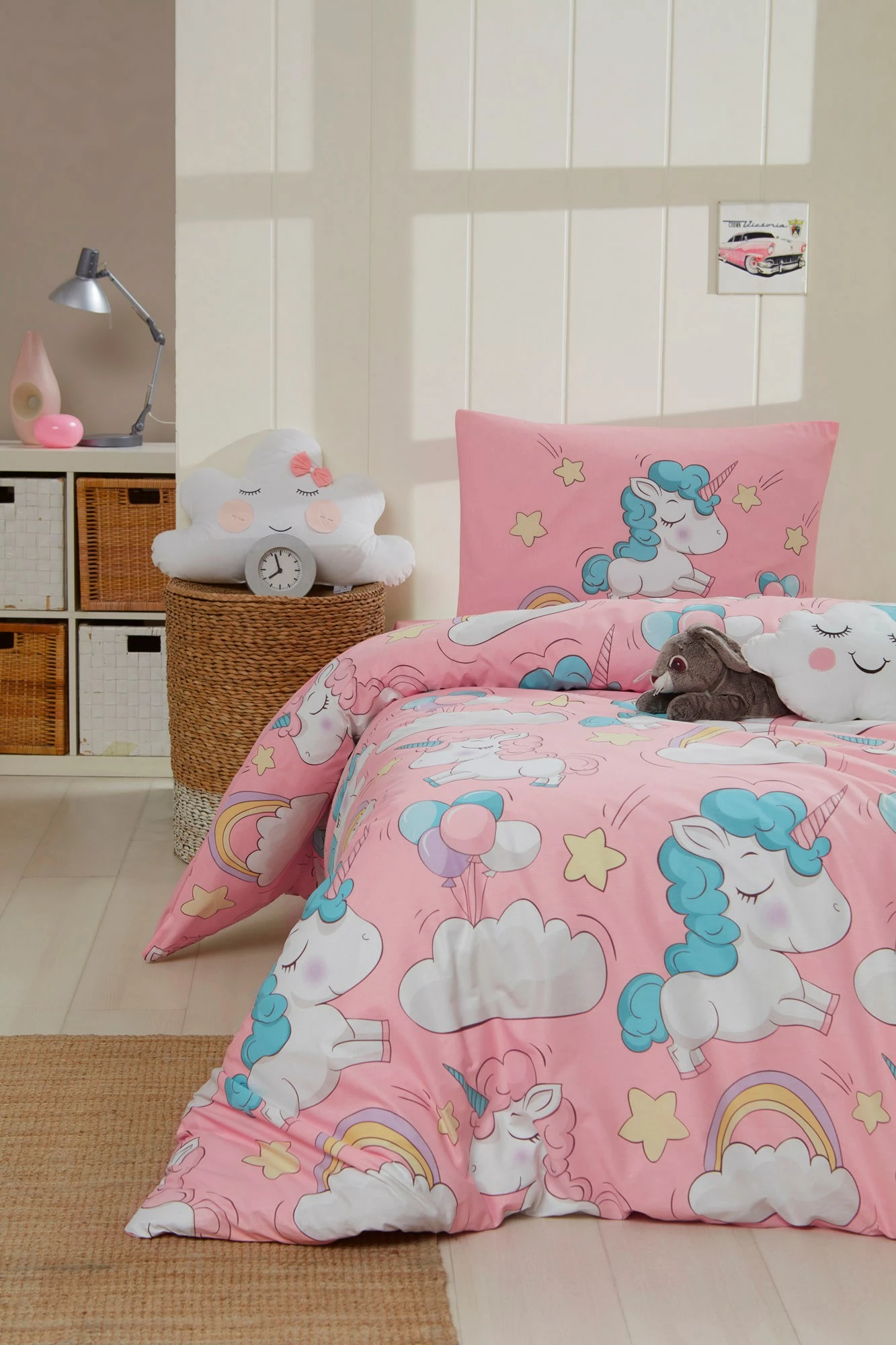Set mbulesë për jorgan XXL, Unicornio, rozë, L'essentiel