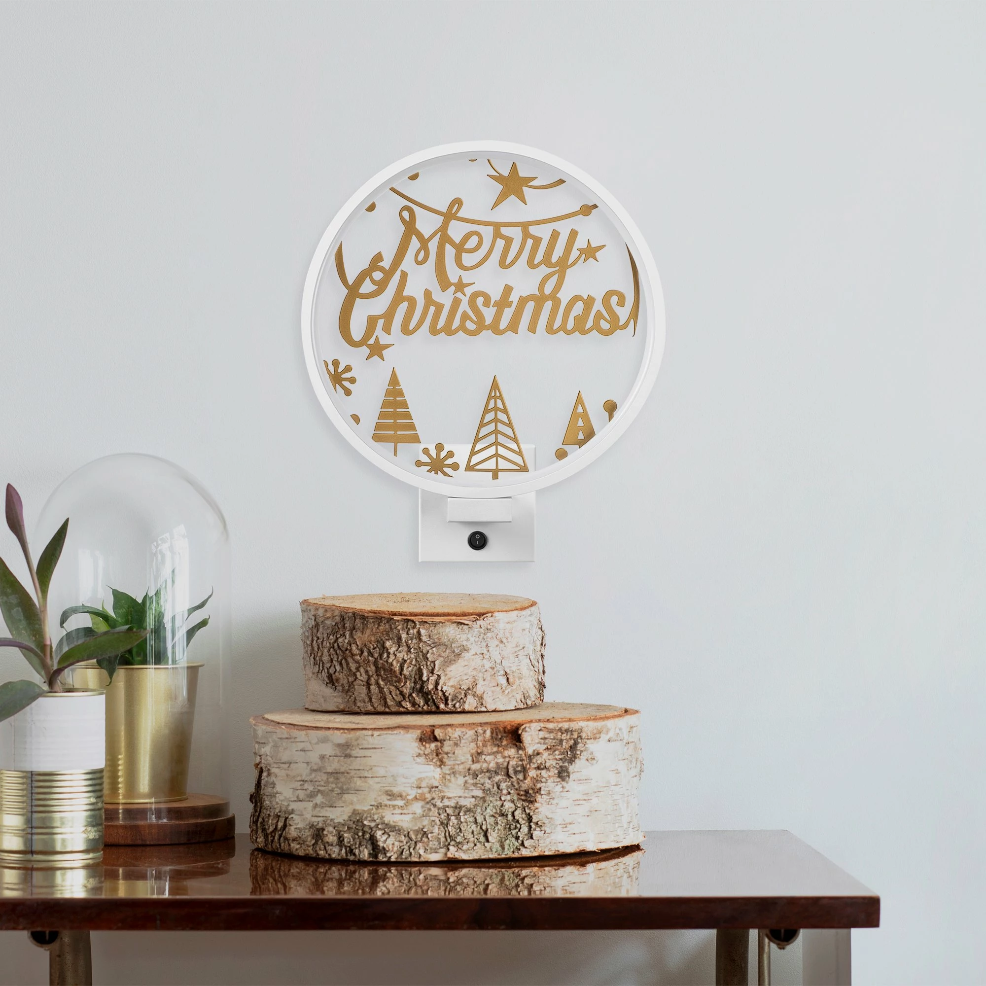 Llambë muri dekorative, ngjyrë e bardhë dhe ari, XMAS28