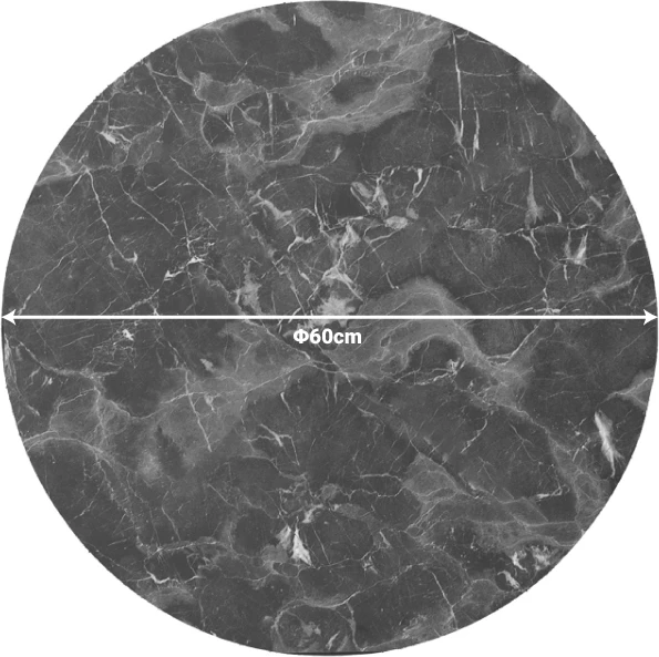 Sipërfaqe tavoline Verhia HPL, pamje mermeri gri e errët, D60cm, 12mm trashësi