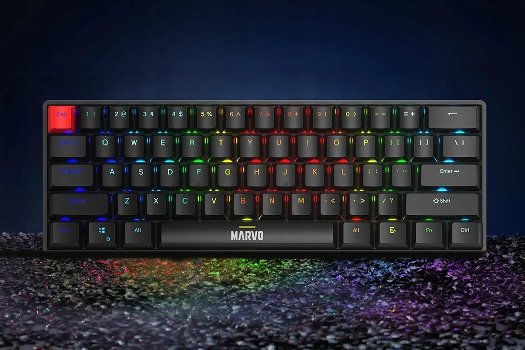 Tastierë mekanike Marvo Saber 61 KG933G EN, 60%, RGB, ZDZ Red, US layout, e zezë