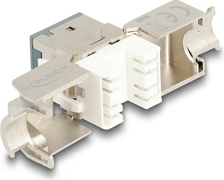 Modul Keystone DeLOCK RJ45 në LSA Cat6A, tool-free, set 10 copë, gri