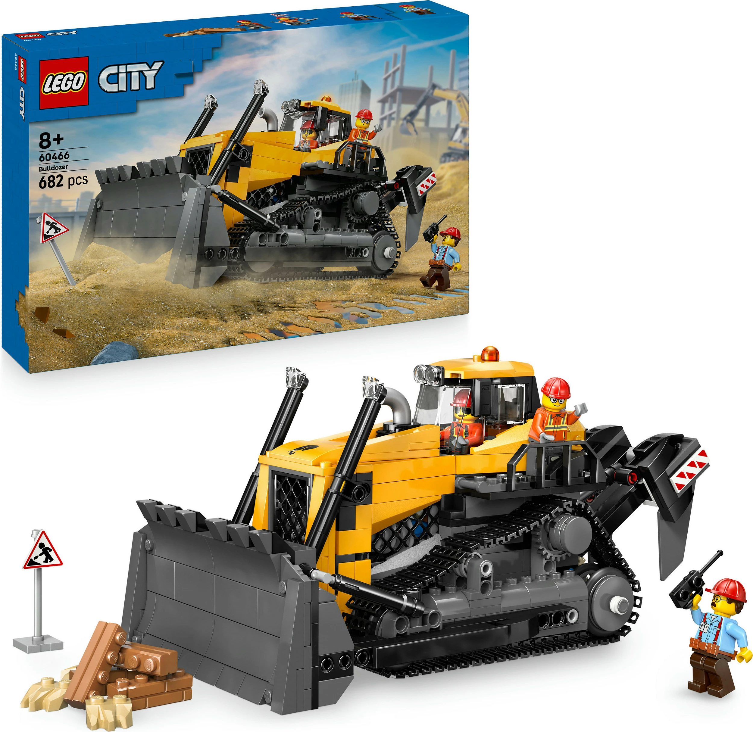 Set ndërtimi LEGO City Bulldozer i Verdhe 60466, 682 copë, 8+ vjeç, shumëngjyrësh