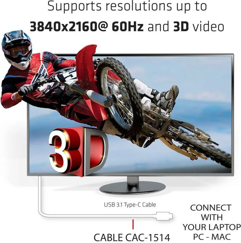 Kabllo USB-C në HDMI Club3D 1.8m e bardhë