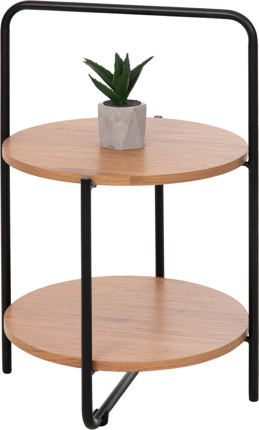 Tavolinë anësore SYLO, FH9618.01, MDF, ngjyrë natyrale, kornizë metalike e zezë, Φ44x66H cm