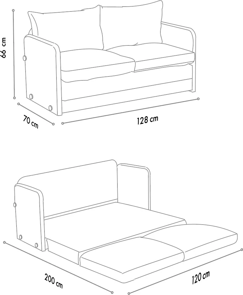Divan-krevat dy ulëse, ngjyrë bezhë, Saga, Atelier del Sofa