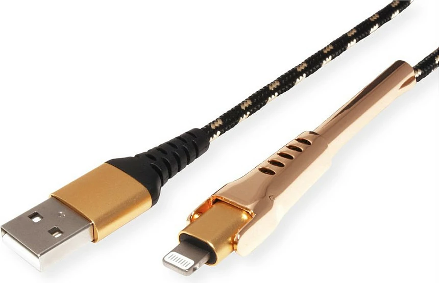 Kabllo ROLINE 11.02.8923 Lightning në USB-A, 1 m, USB 2.0, e zezë/ari