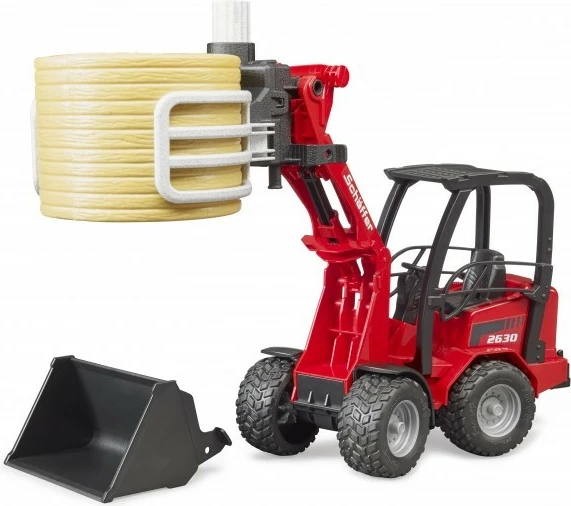 Lodër ngarkues me rrota BRUDER Schaffer 2630, me aksesorë, e kuqe