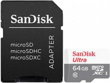 Kartelë memorie SanDisk Ultra microSDXC 64GB, Class 10, 100MB/s, gri